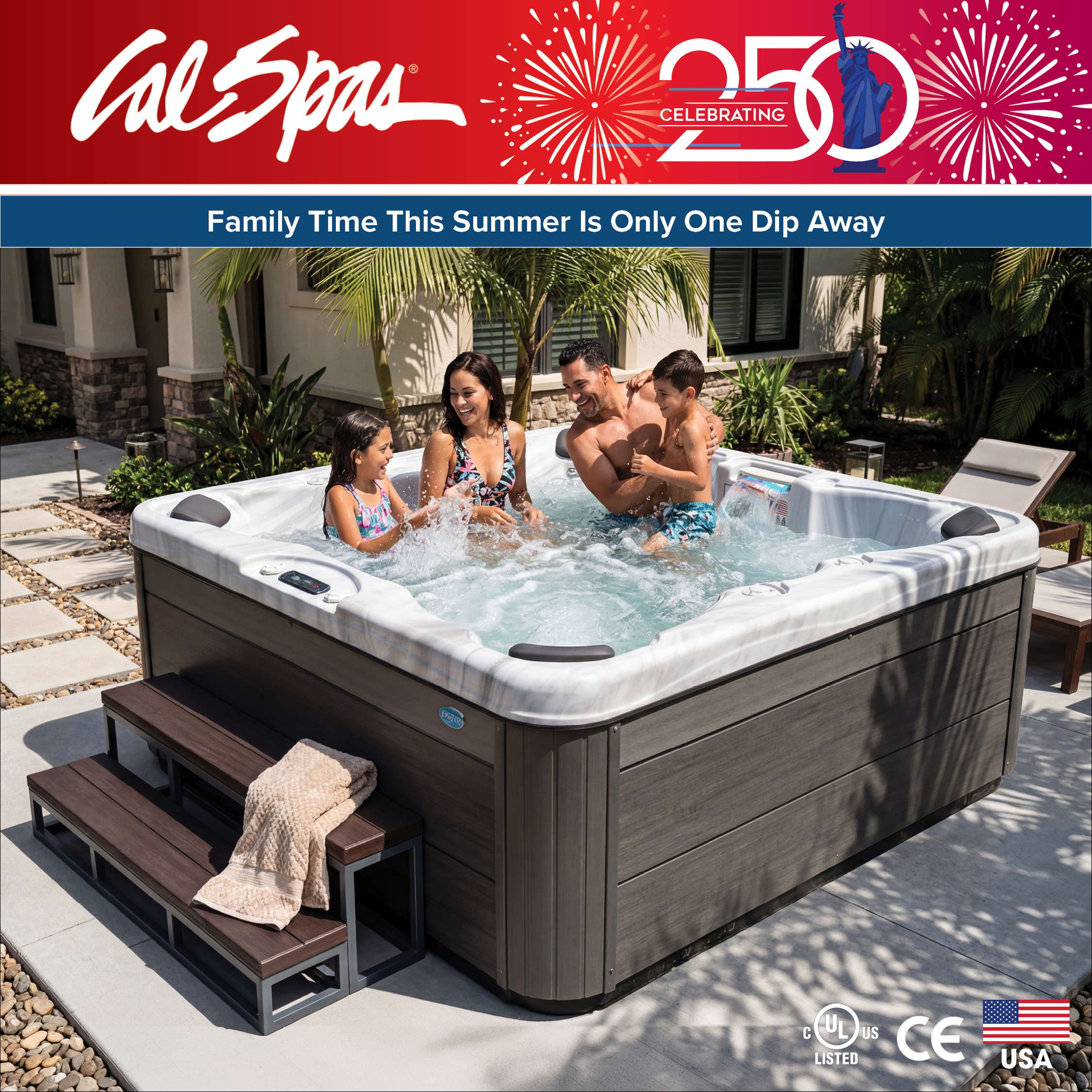Calspas hot tub being used in a family setting - Cleveland
